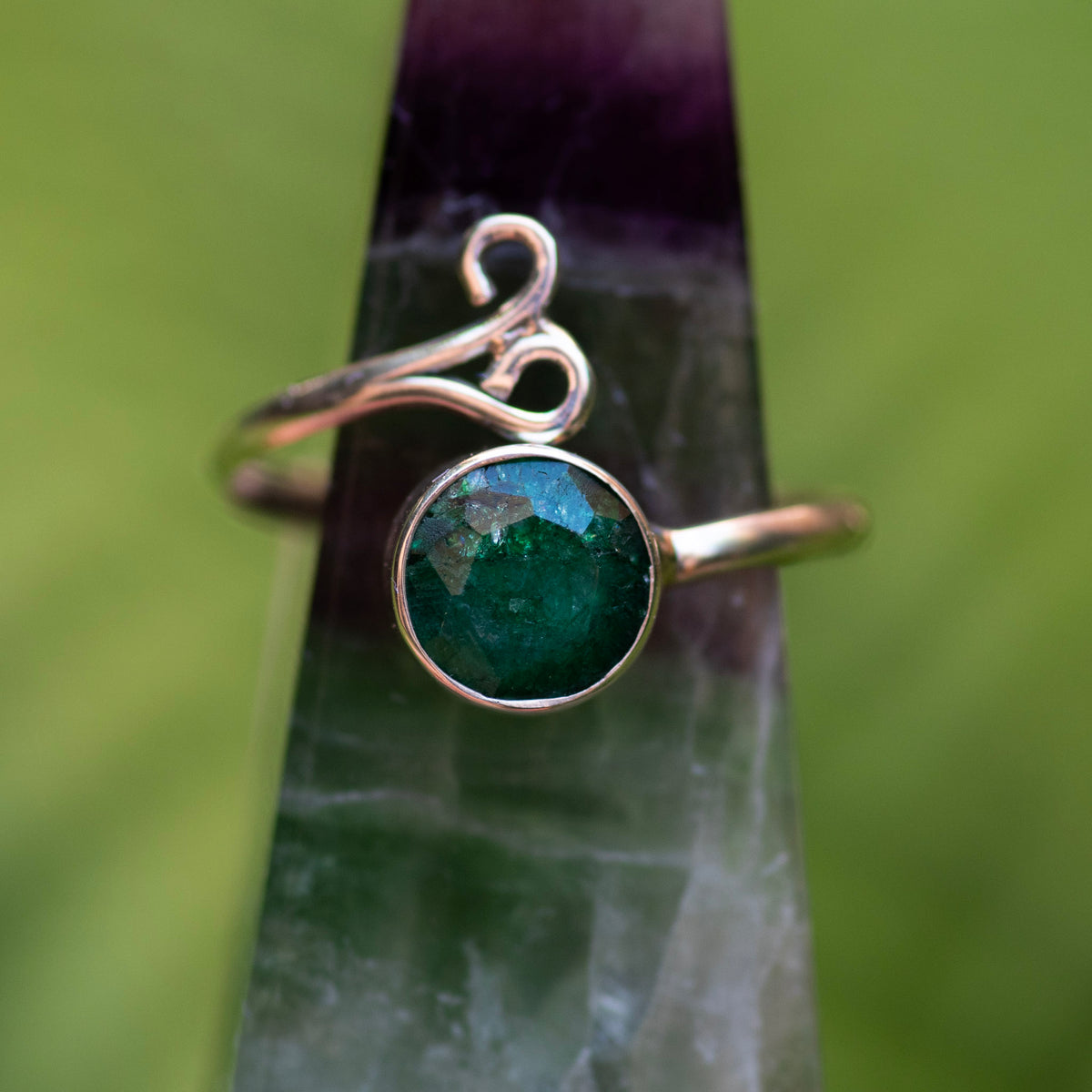 Emerald Adjustable Ring