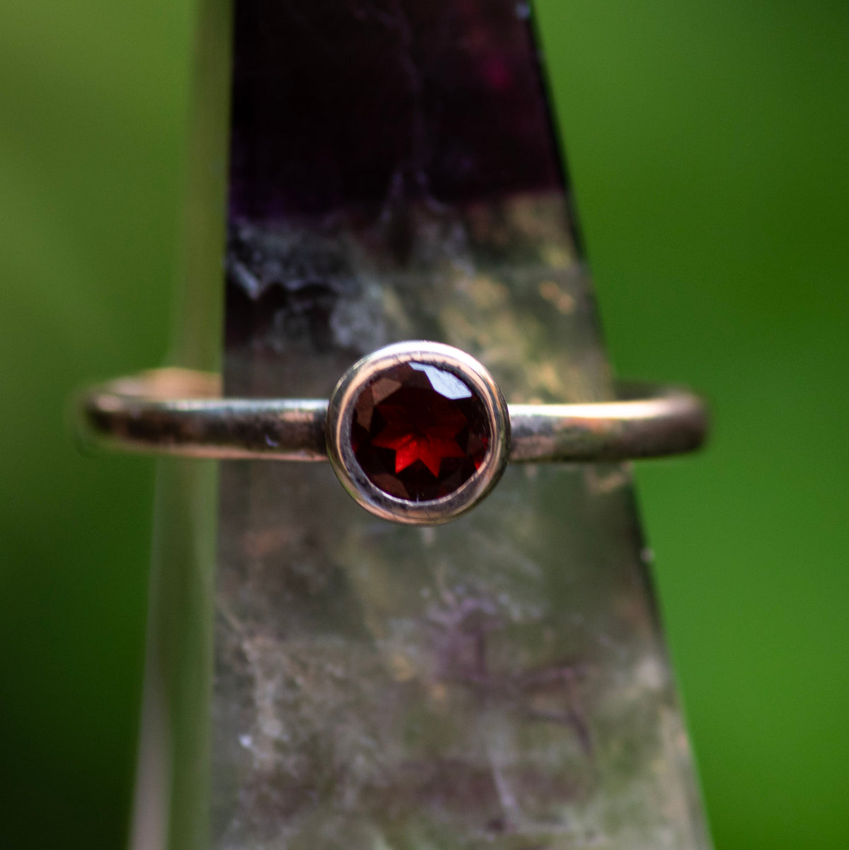 Garnet Circle Ring