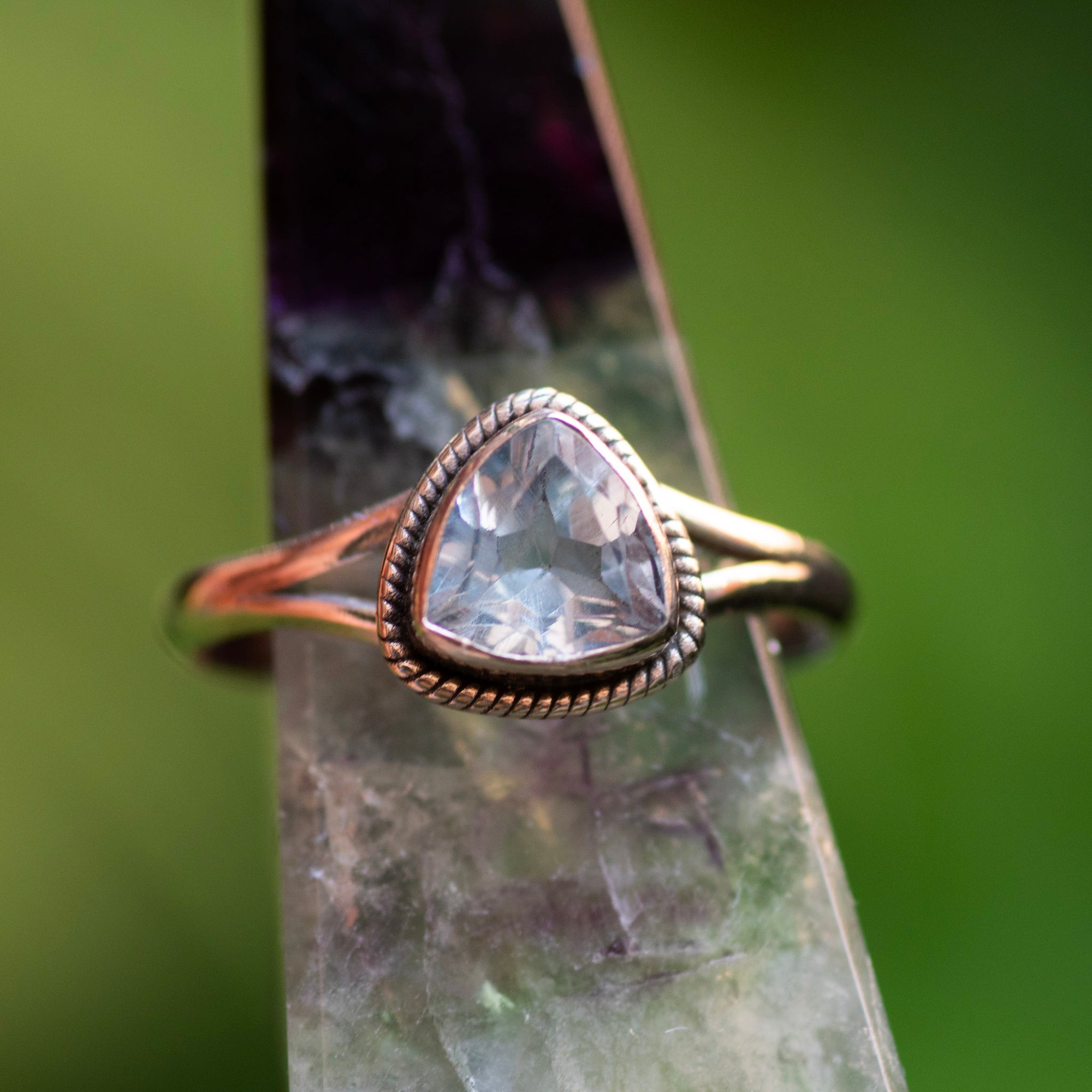 Blue Topaz Triangle Ring