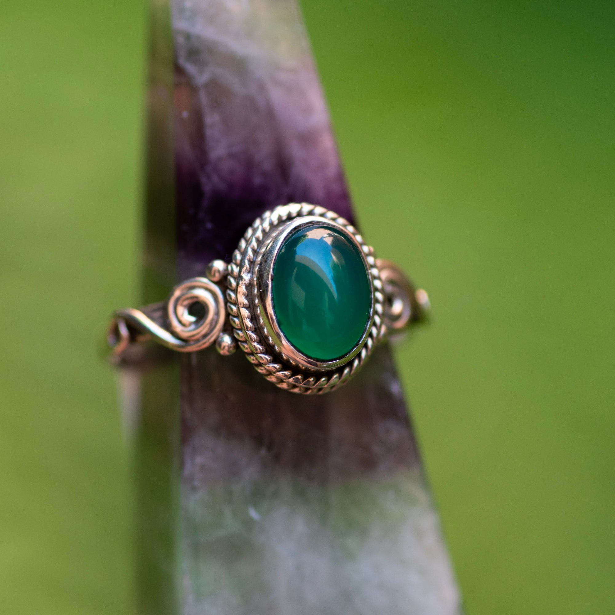 Green Onyx Oval Ring