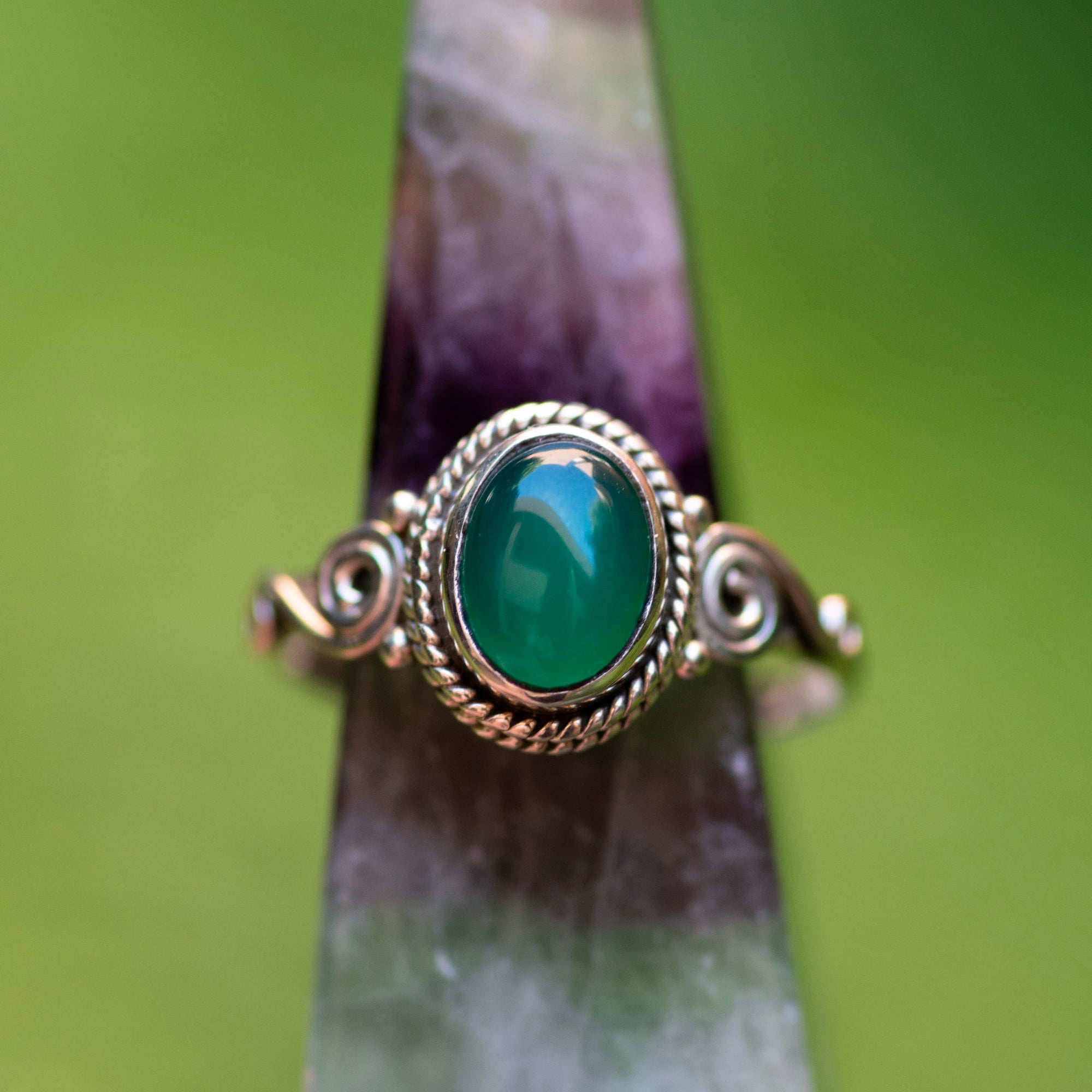 Green Onyx Oval Ring