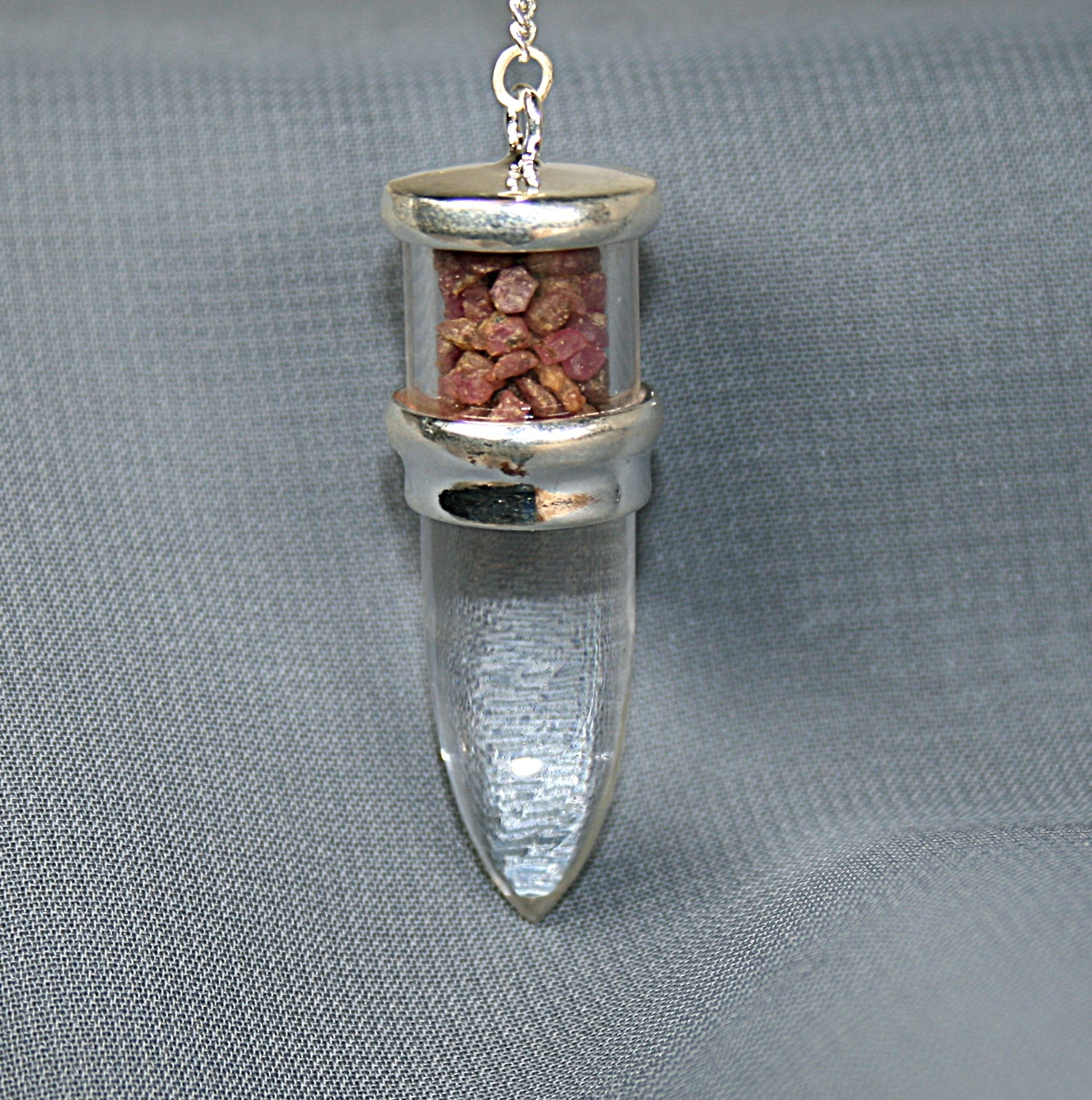 Rose Quartz and Ruby Pendulum