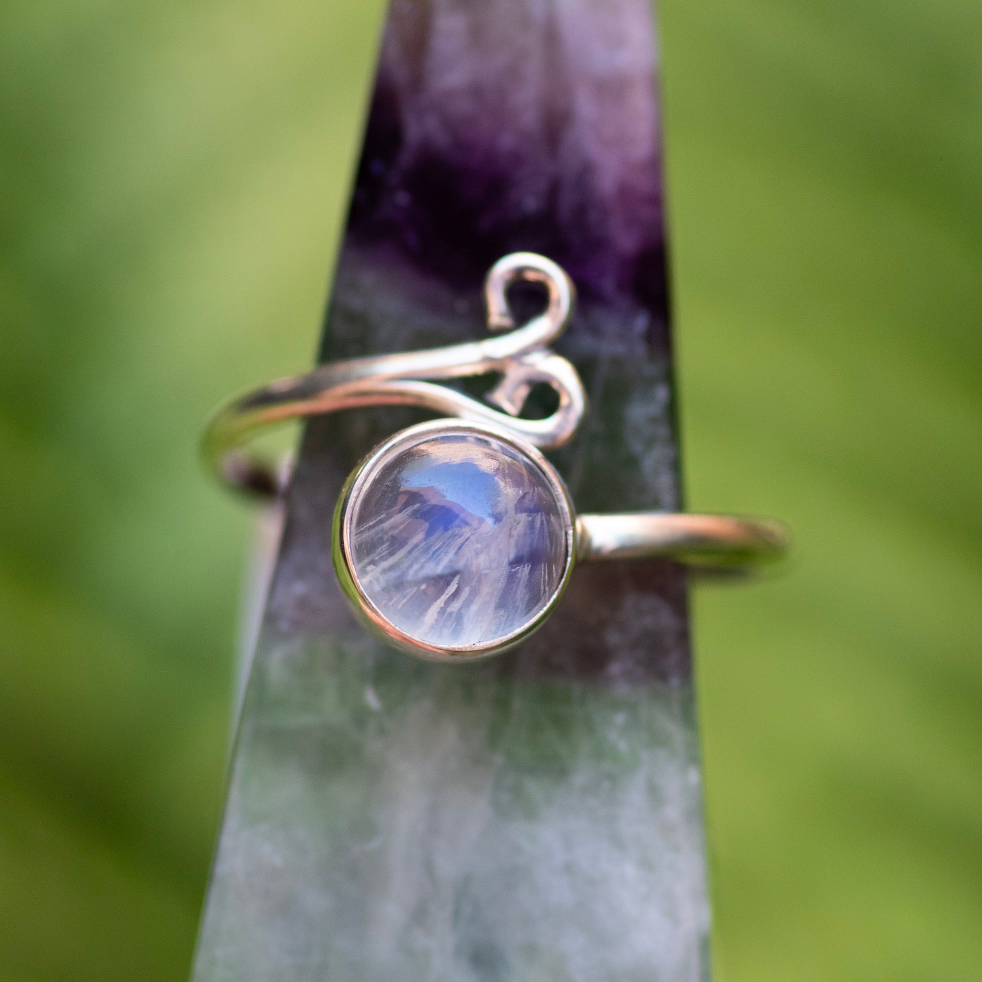 Rainbow Moonstone Adjustable Ring