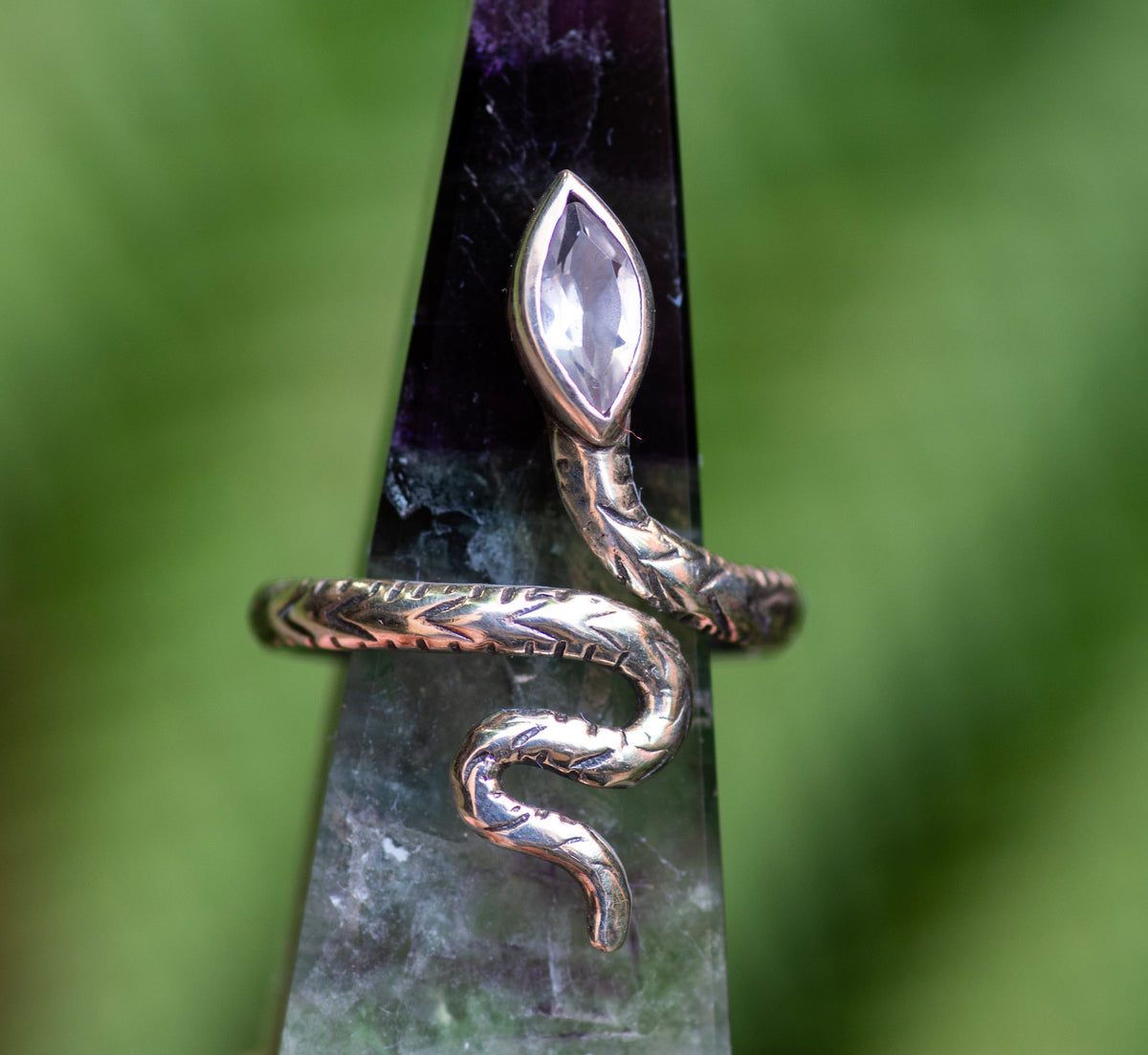 Rose Quartz Snake Ring