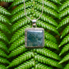 Square Green Moss Agate Pendant