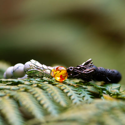 Yin/Yang Howlite and Lava Dragon Bracelet