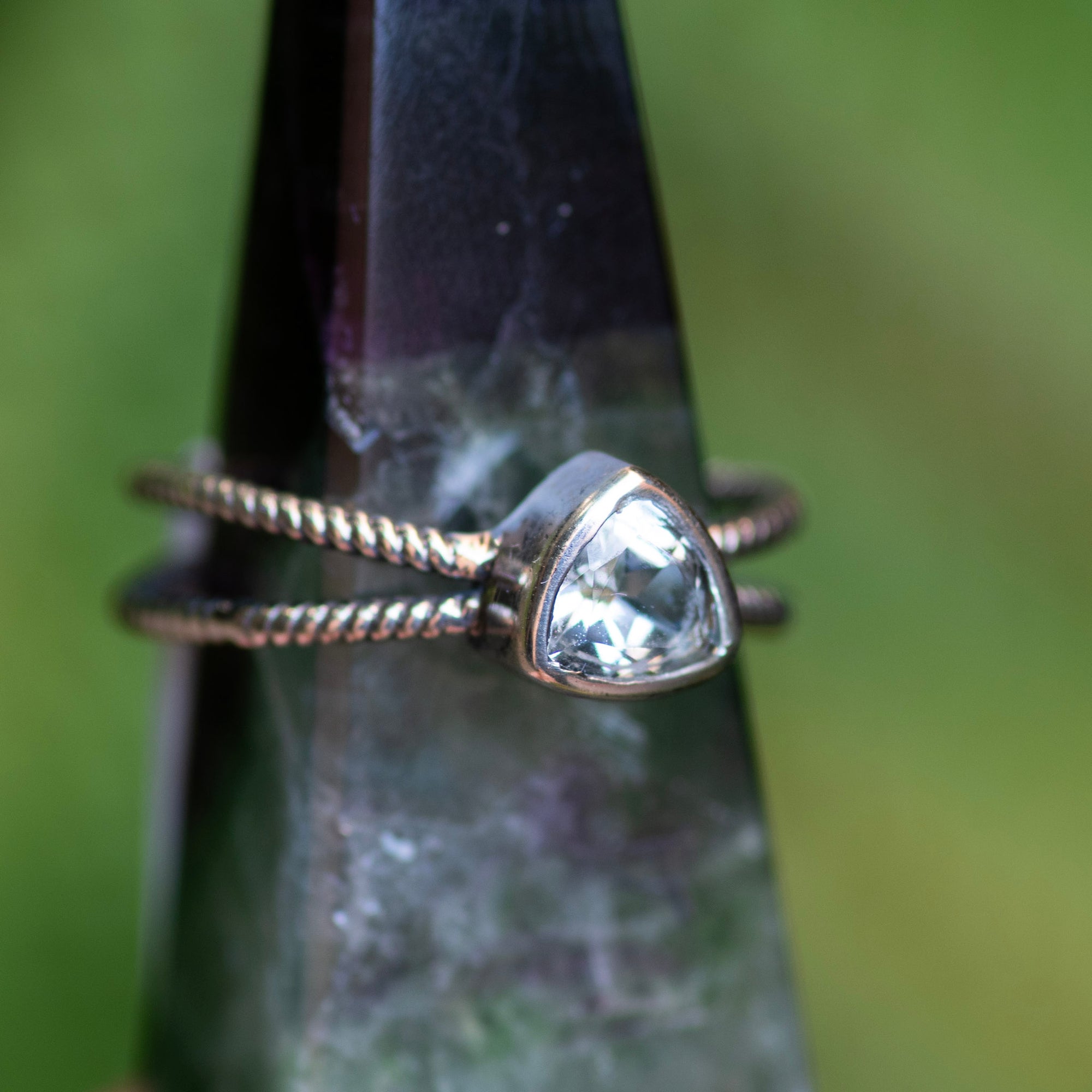 Blue Topaz Double Banded Ring