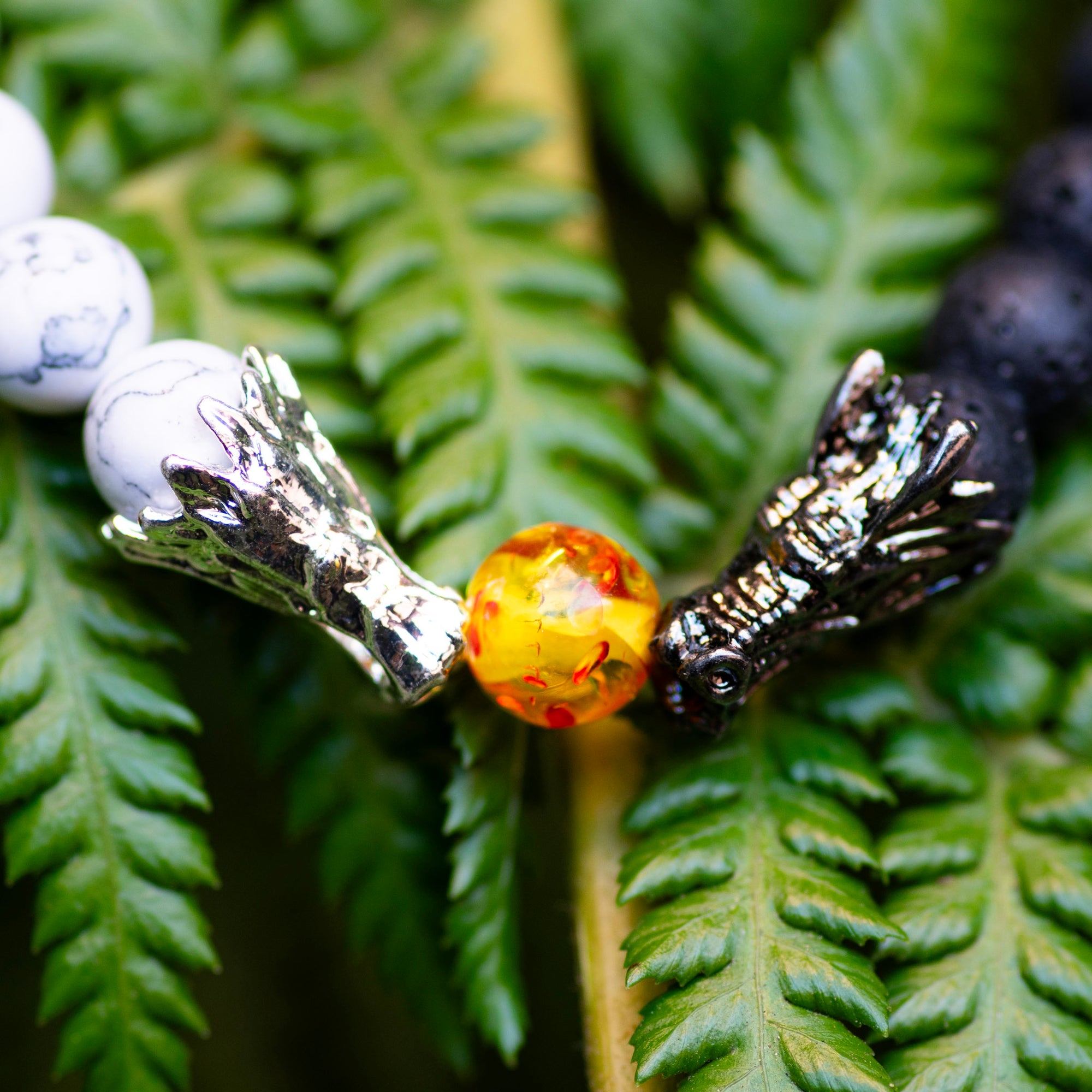 Yin/Yang Howlite and Lava Dragon Bracelet