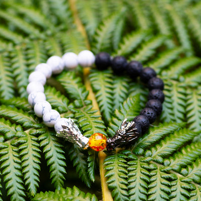 Yin/Yang Howlite and Lava Dragon Bracelet