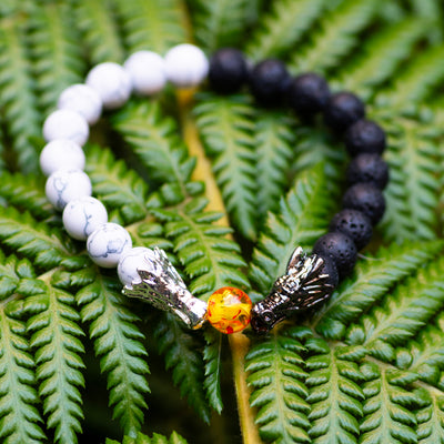 Yin/Yang Howlite and Lava Dragon Bracelet
