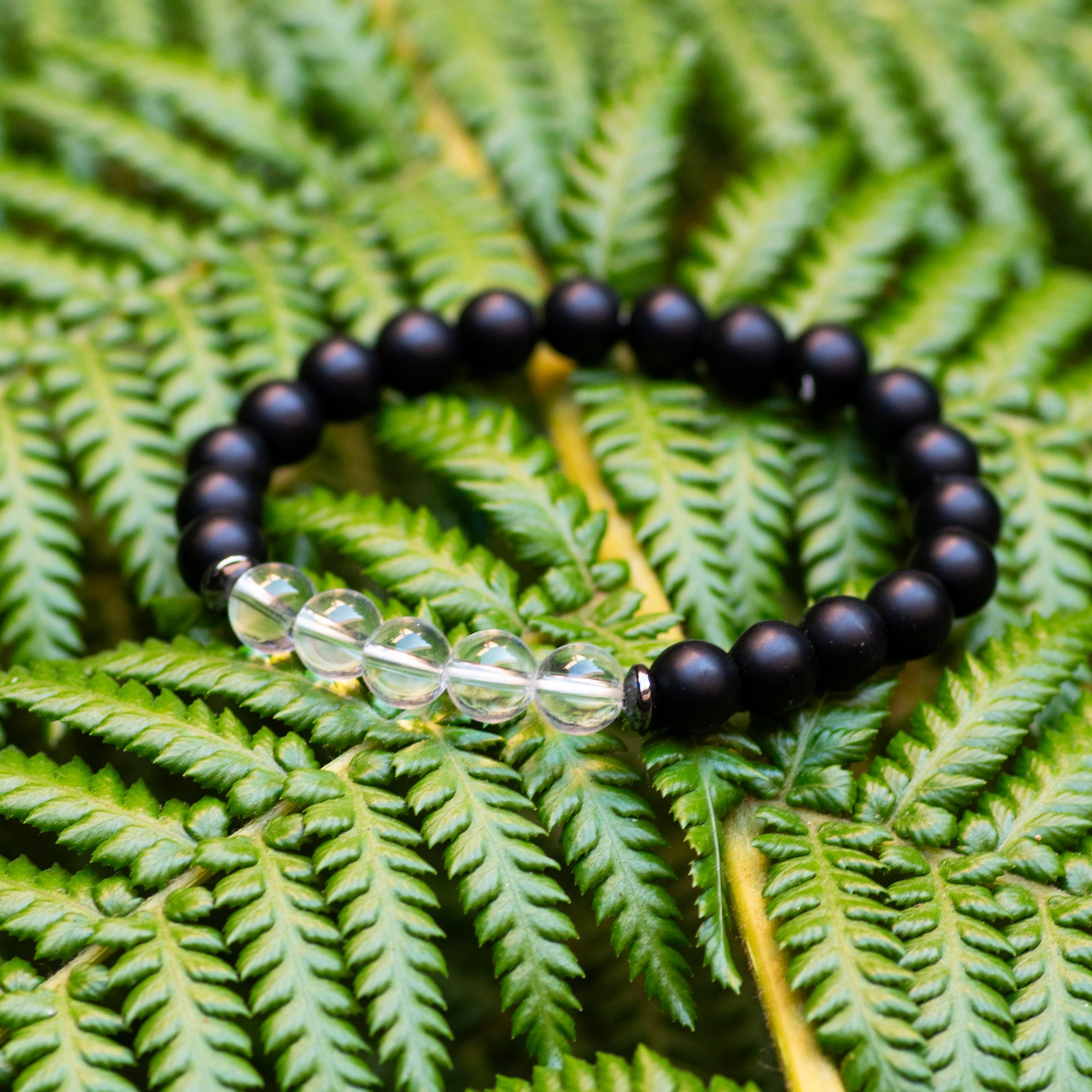 Lava Stone and Clear Quartz Bracelet