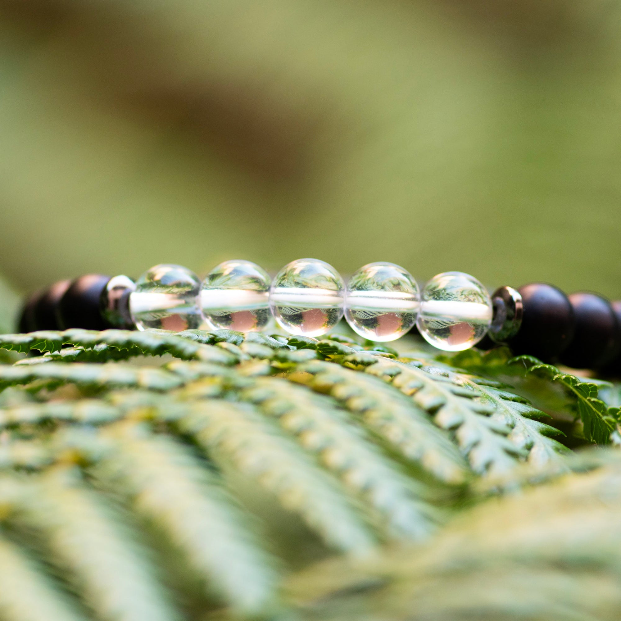 Lava Stone and Clear Quartz Bracelet