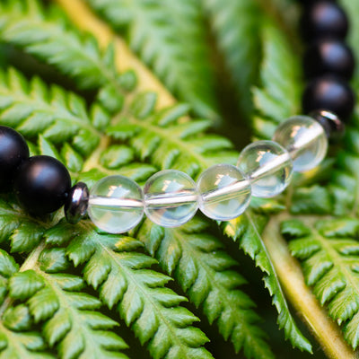 Lava Stone and Clear Quartz Bracelet