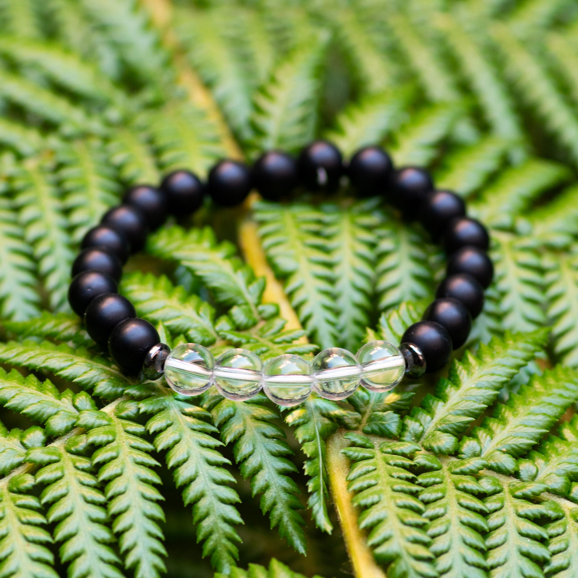 Lava Stone and Clear Quartz Bracelet