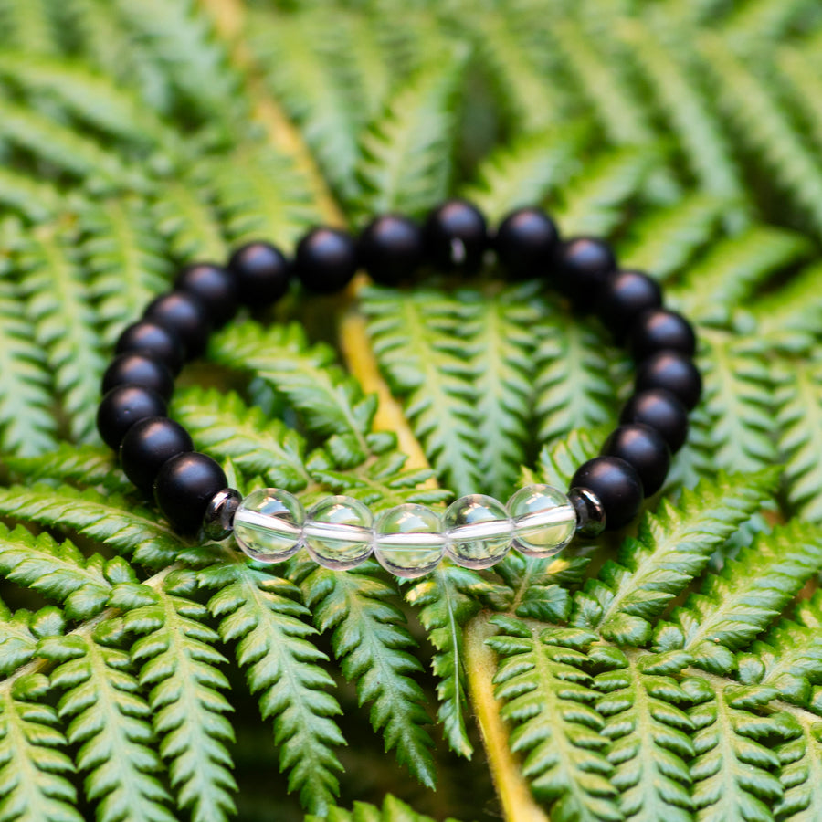 Lava Stone and Clear Quartz Bracelet