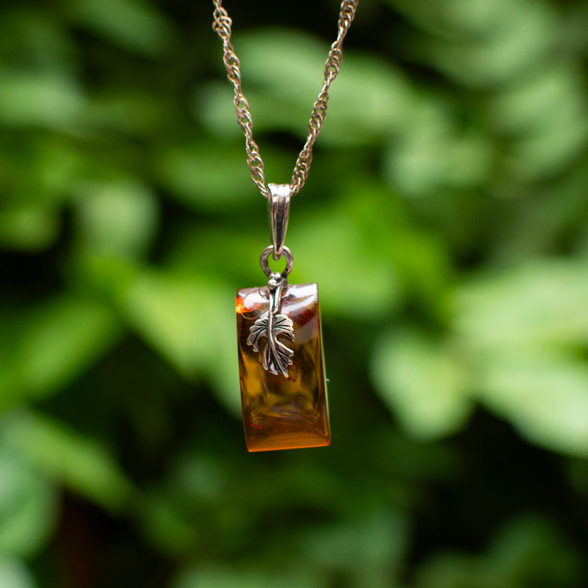 Leaf Baltic Amber Pendant