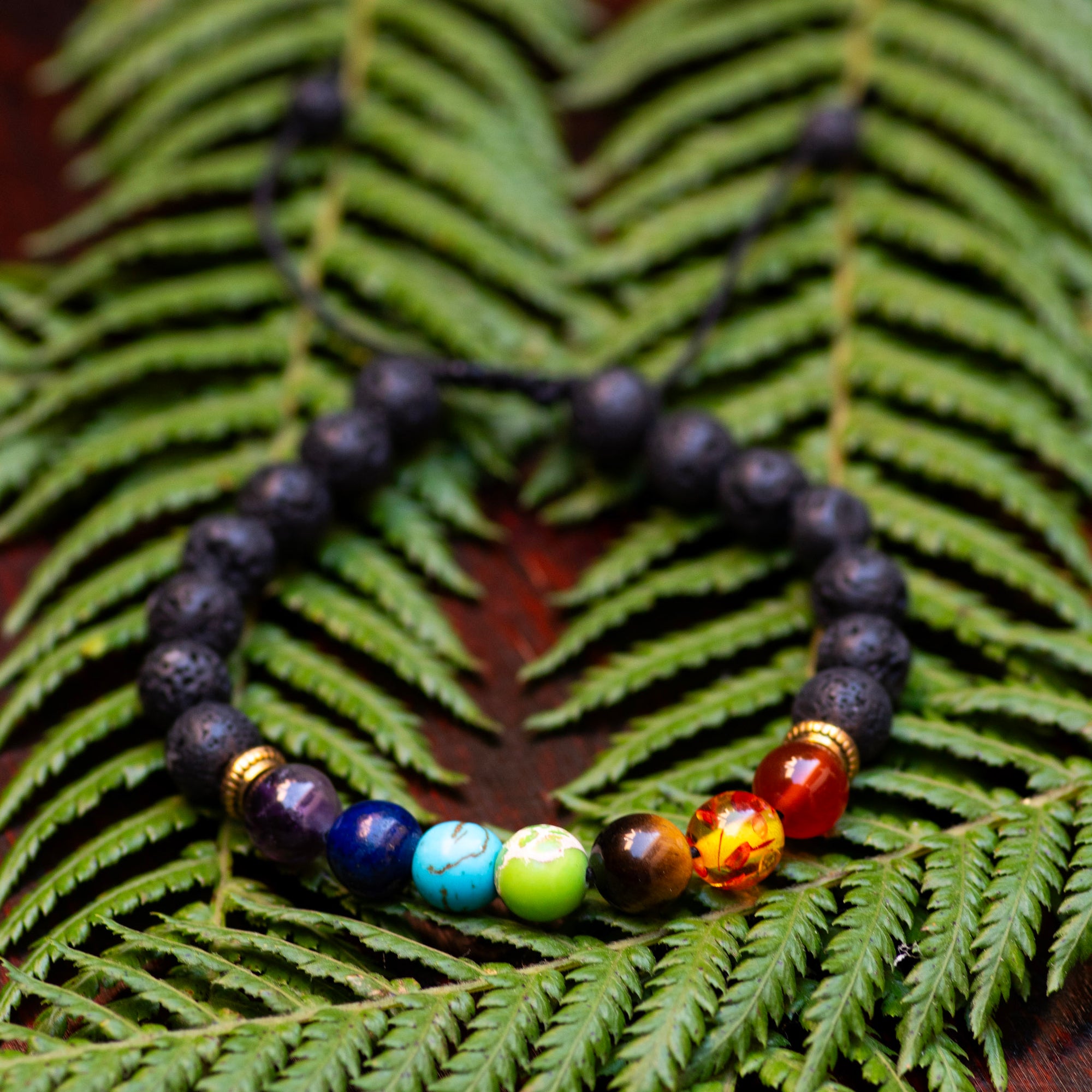 Lava Stone Chakra Bracelet