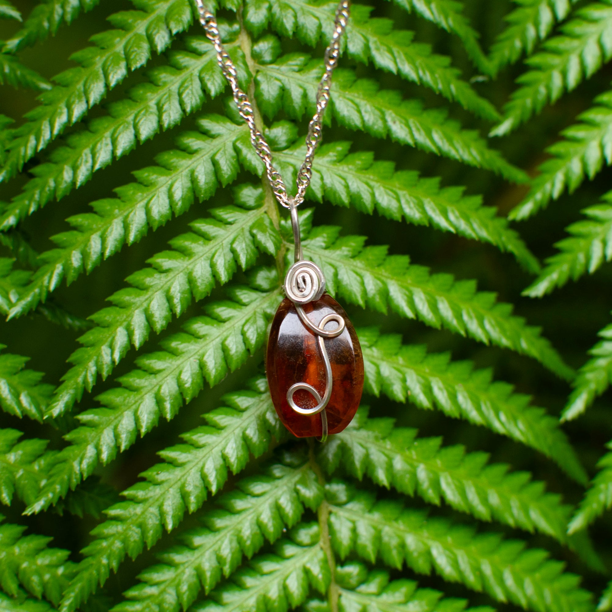 Wire Wrapped Baltic Amber Pendant