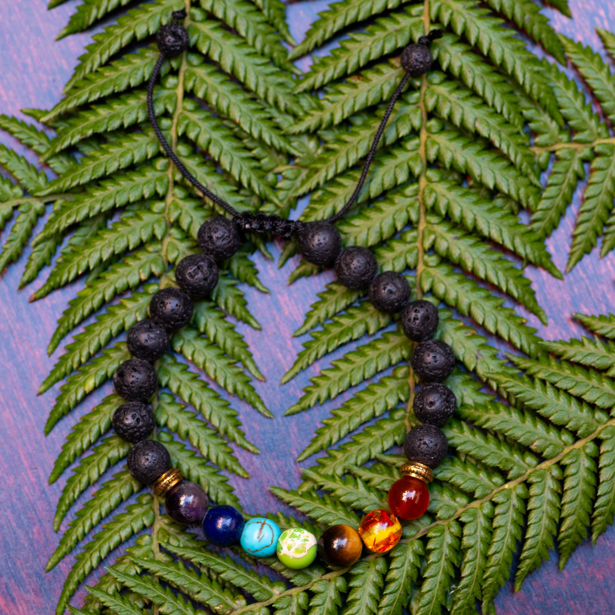 Lava Stone Chakra Bracelet