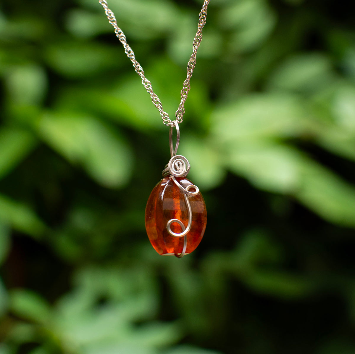 Wire Wrapped Baltic Amber Pendant