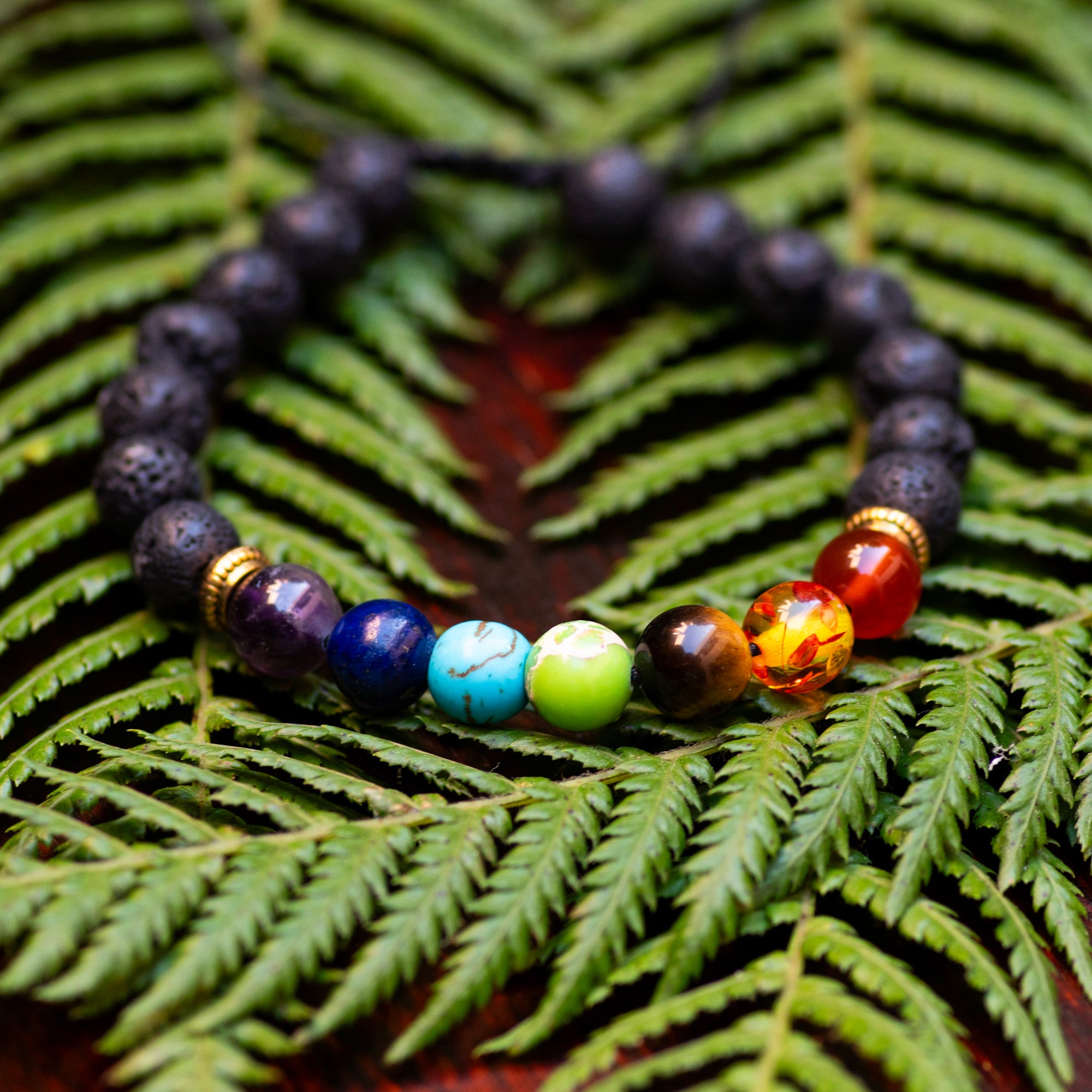 Lava Stone Chakra Bracelet