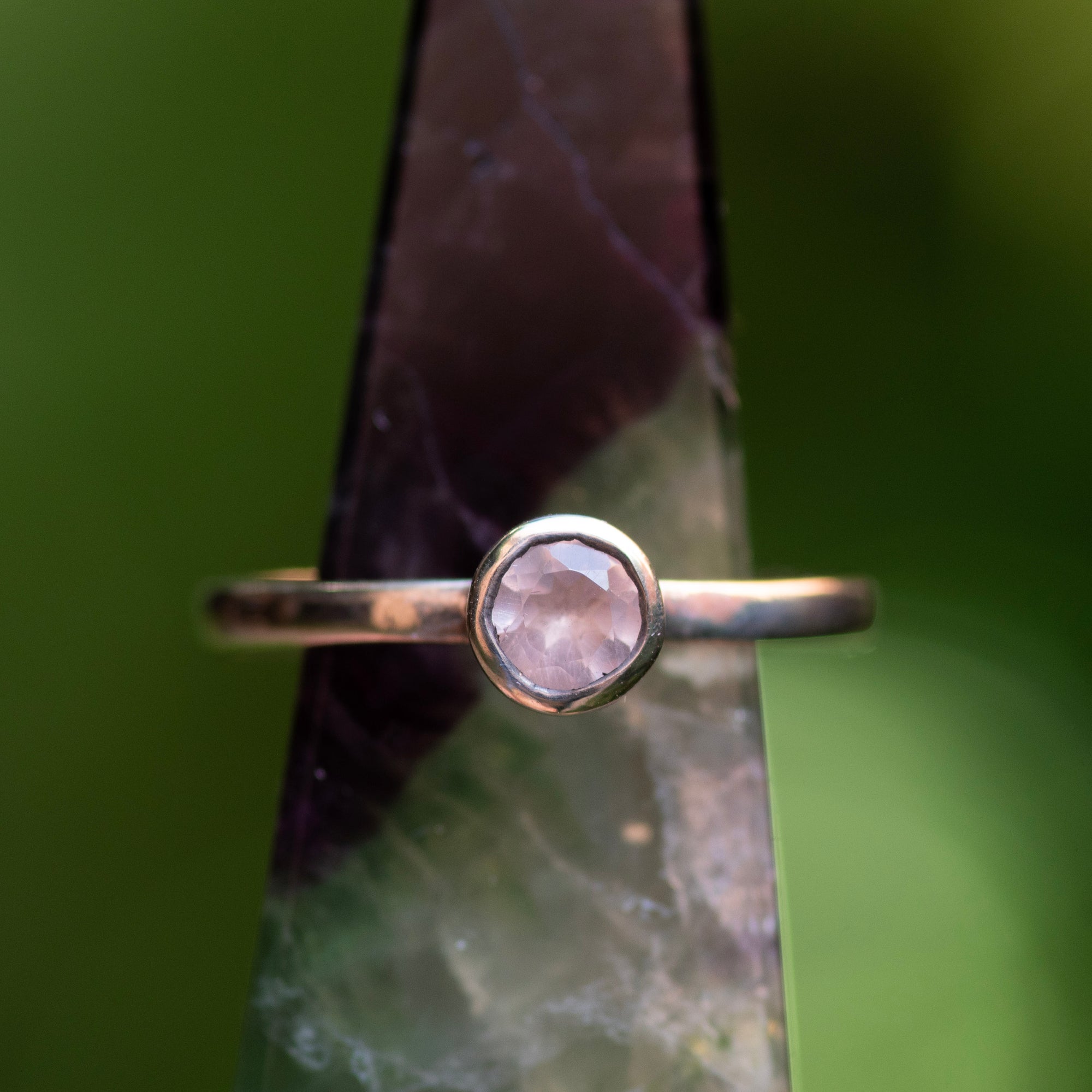 Rose Quartz Circle Ring