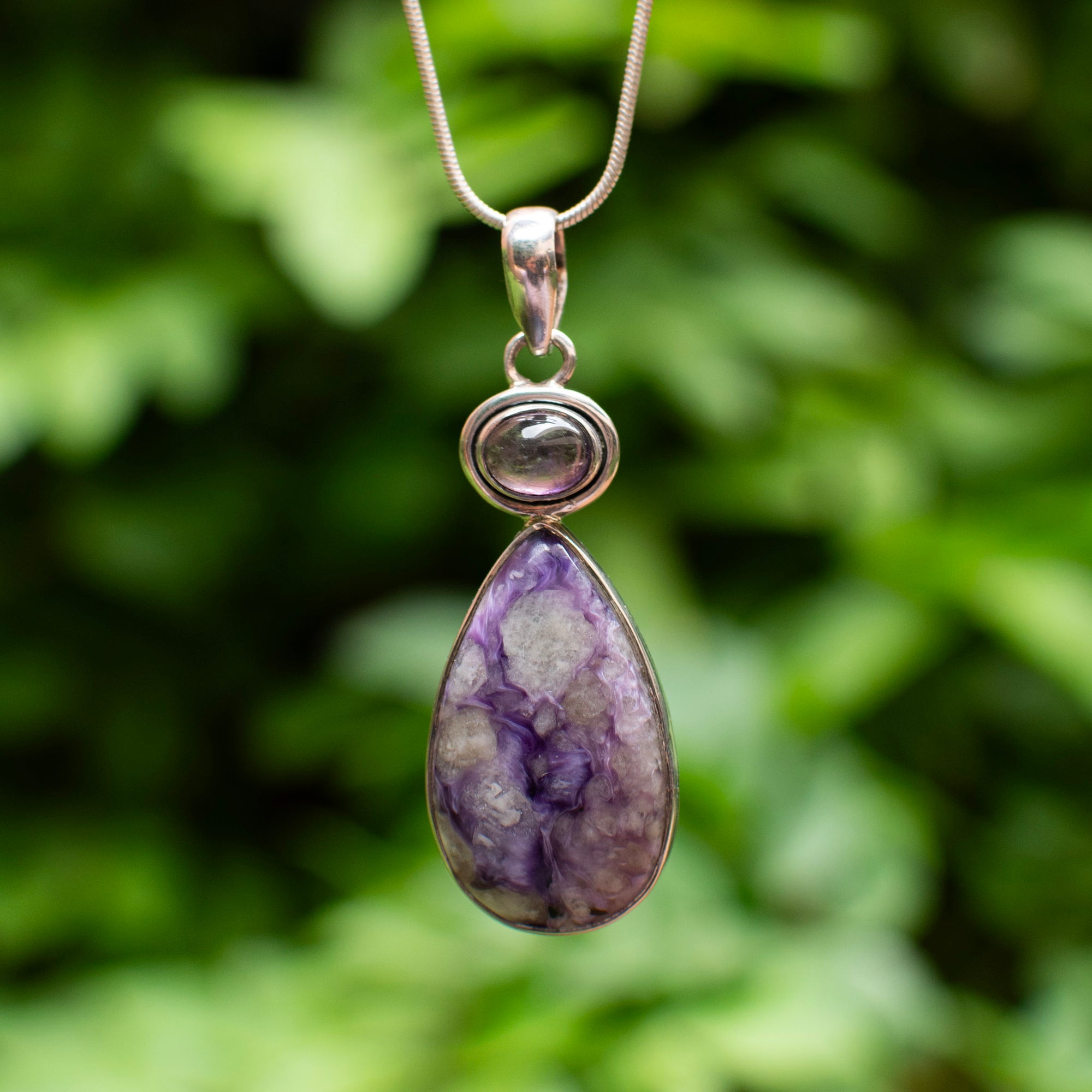 Amethyst with Charoite Pendant