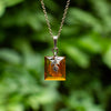 Square Leaf Baltic Amber Pendant