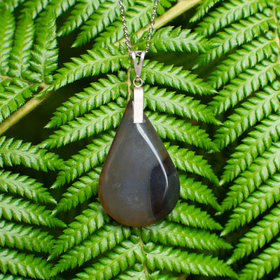 Polished Black Banded Agate Pendant