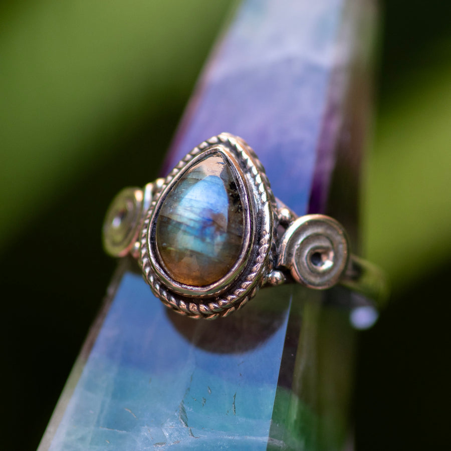 Labradorite Teardrop Ring