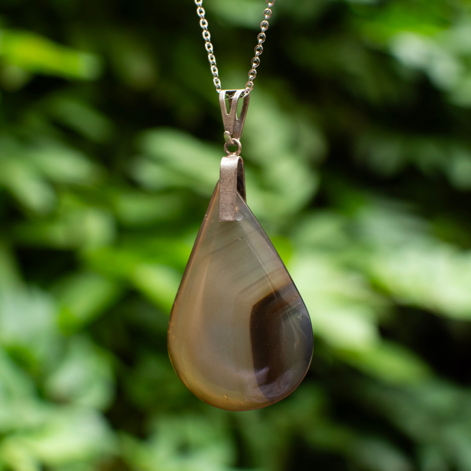 Polished Black Banded Agate Pendant