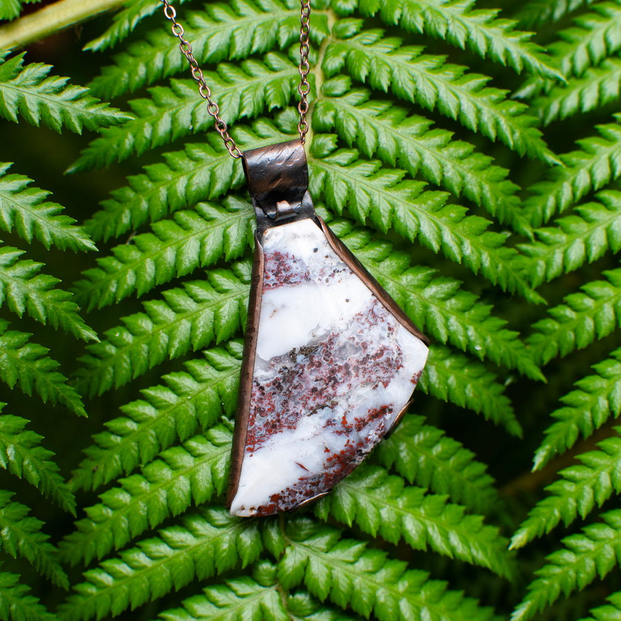 Plume Agate Pendant in Copper