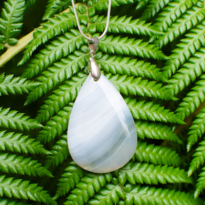 Polished White Banded Agate Pendant