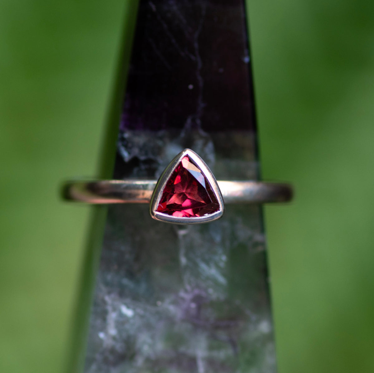 Garnet Triangle Ring