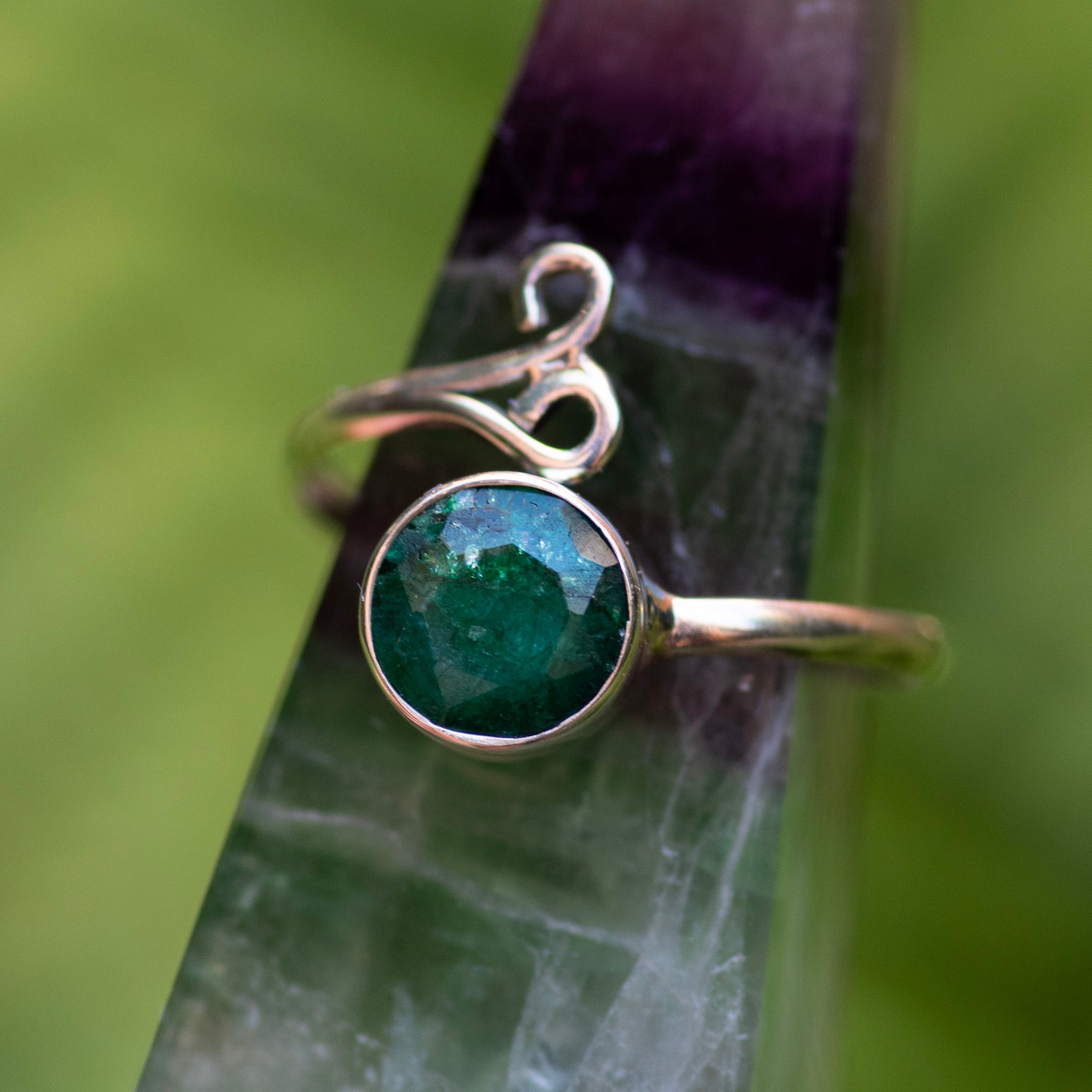 Emerald Adjustable Ring