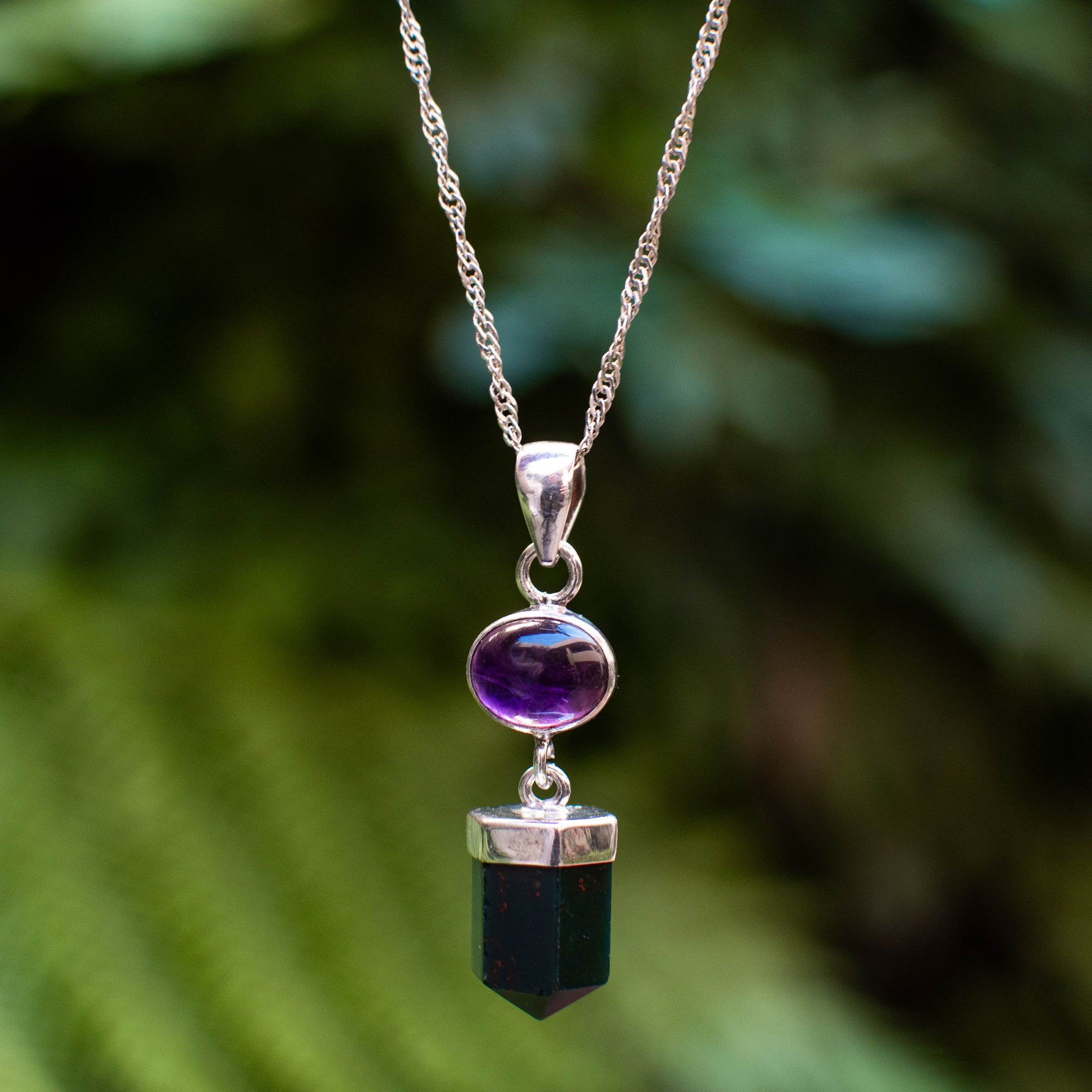 Bloodstone & Amethyst Pendant