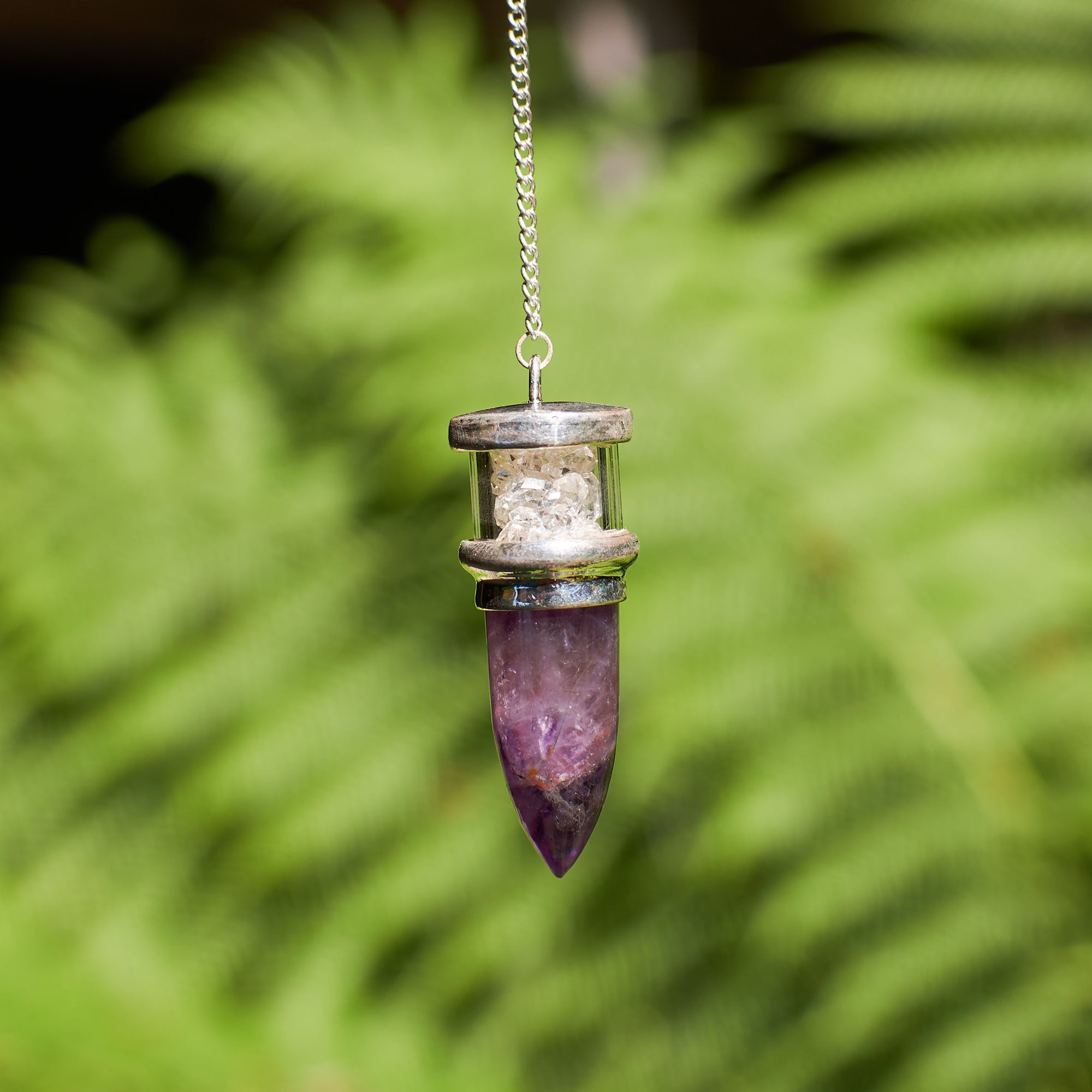 Amethyst and Herkimer Diamond Pendulum