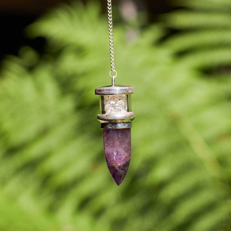 Amethyst and Herkimer Diamond Pendulum