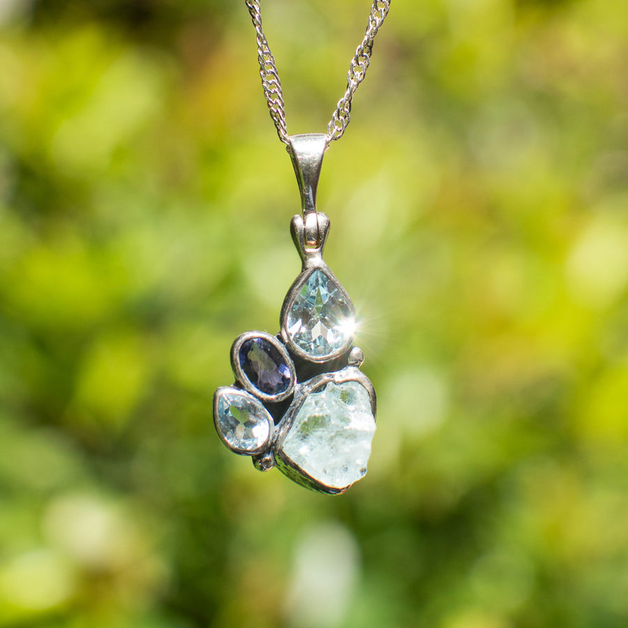 Aquamarine, Tanzanite & Blue Topaz Pendant