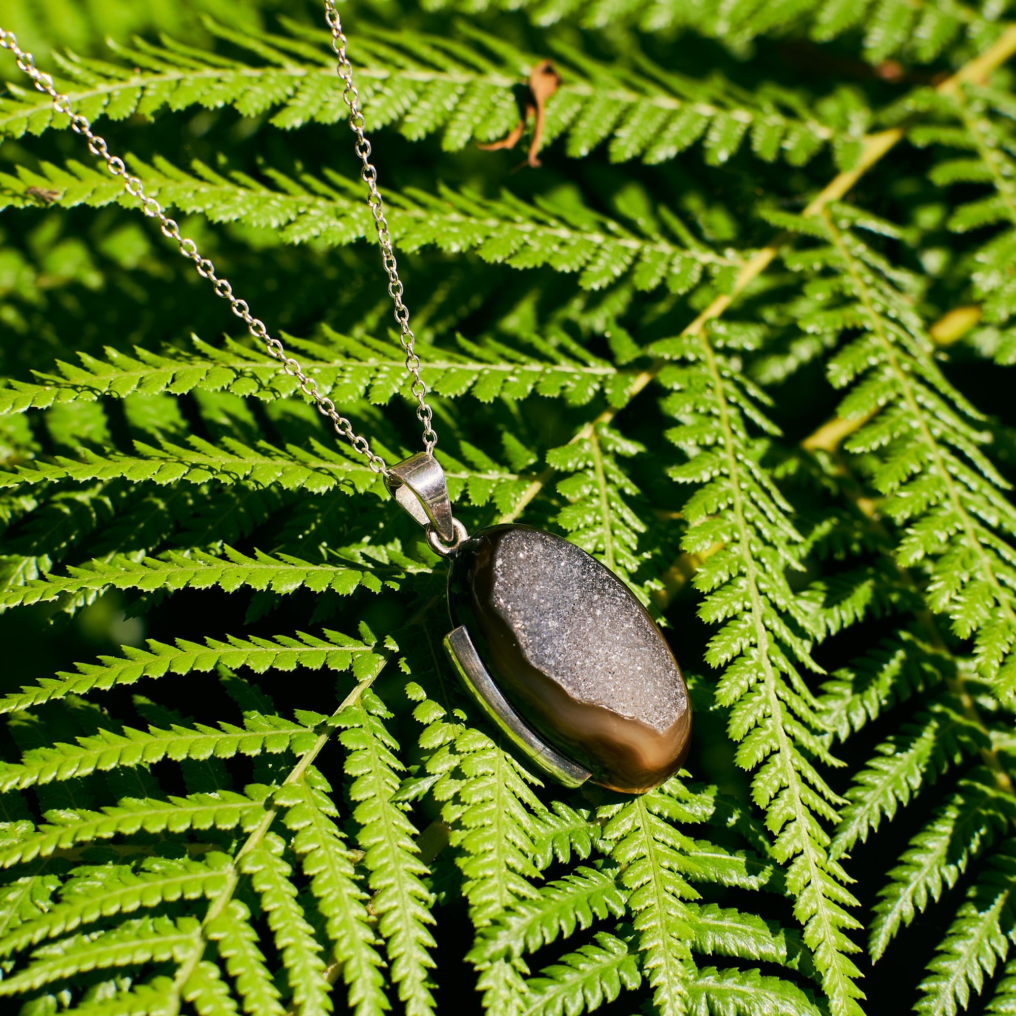 Black Druzy Quartz Pendant