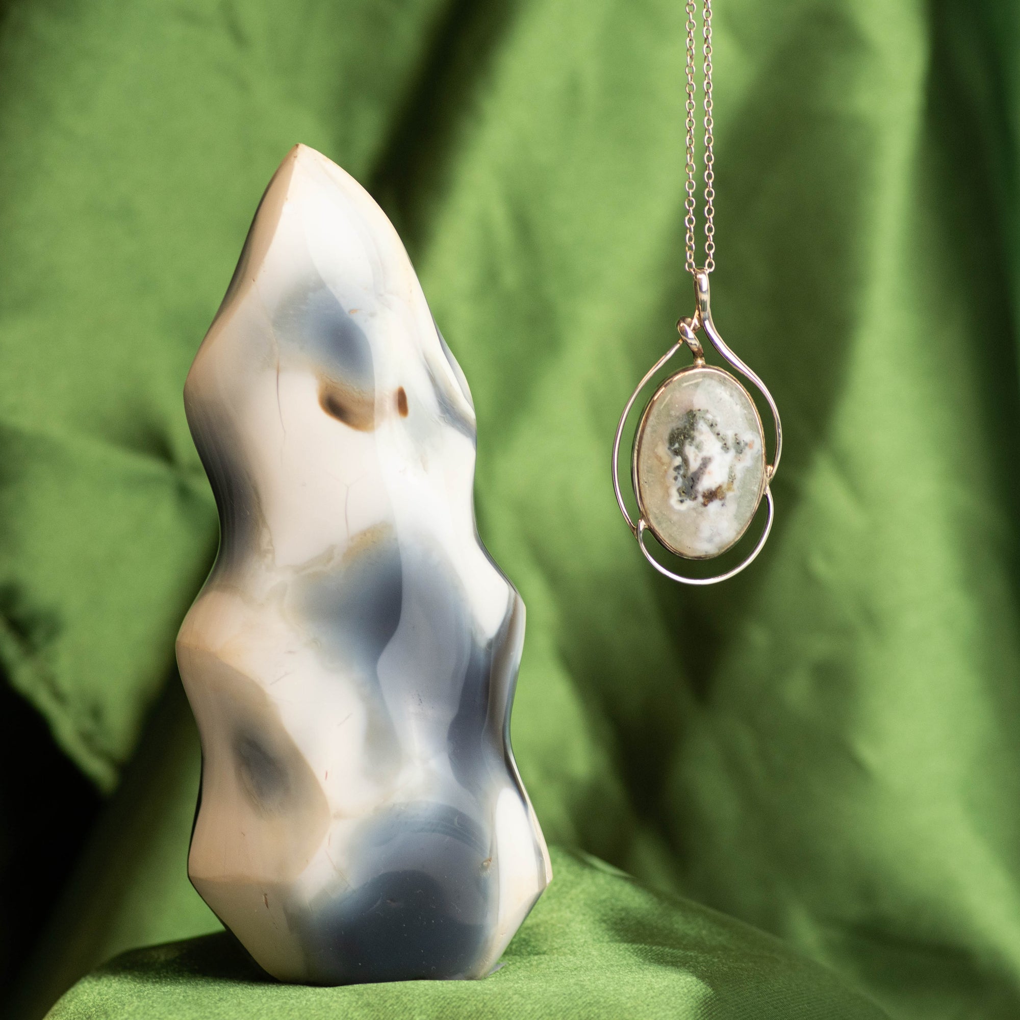 Ocean Jasper Necklace & Orca Agate Freeform Pairing