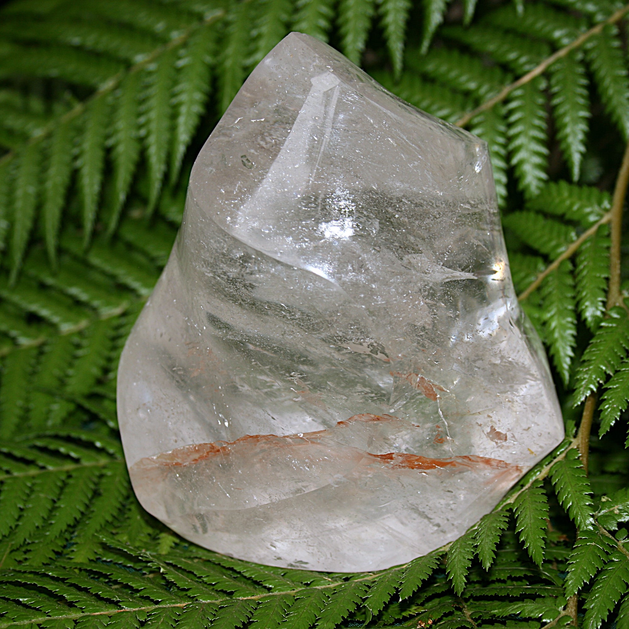 Clear Quartz Flame with Rainbow and Mineral Inclusions