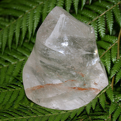 Clear Quartz Flame with Rainbow and Mineral Inclusions