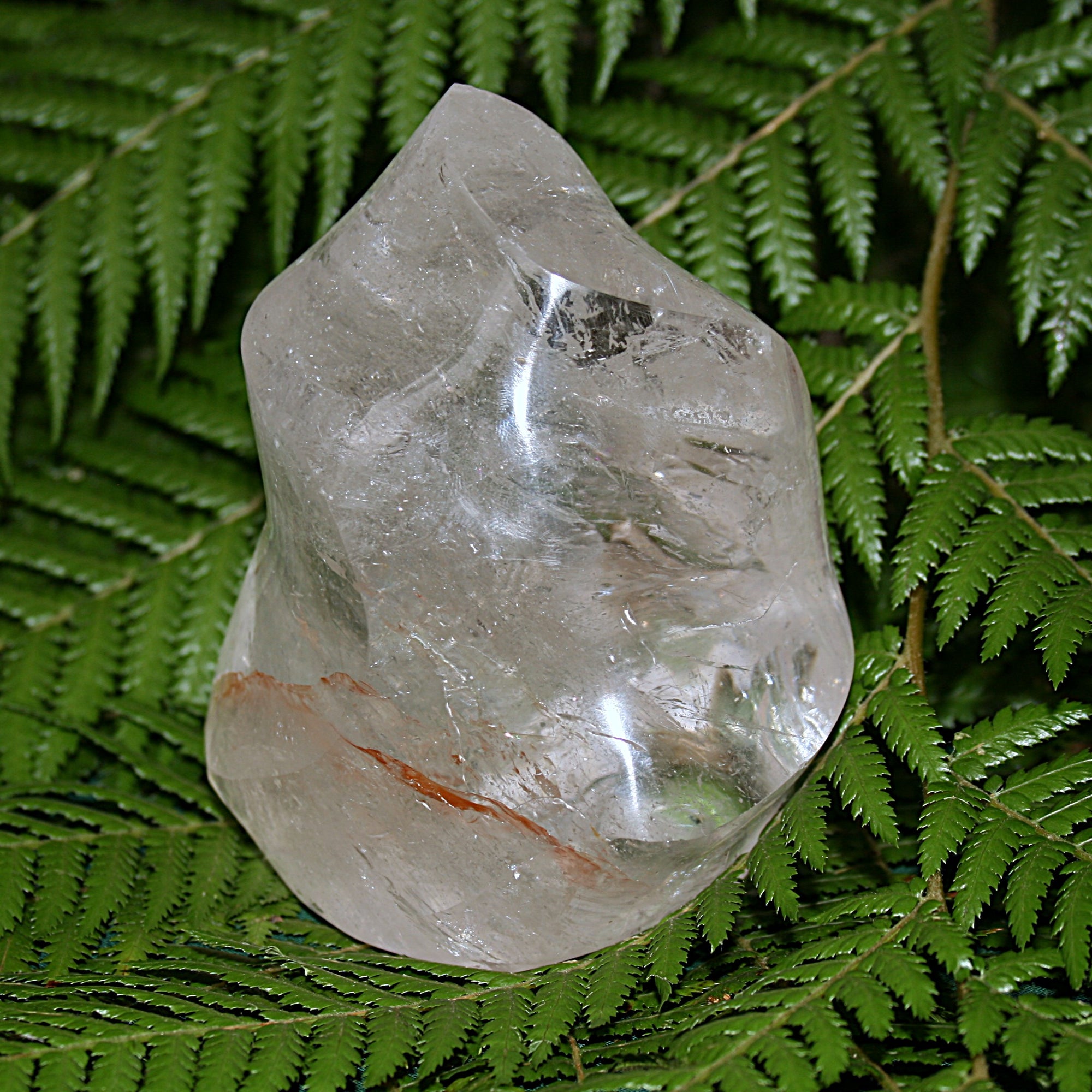 Clear Quartz Flame with Rainbow and Mineral Inclusions
