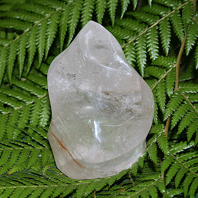Clear Quartz Flame with Rainbow and Mineral Inclusions
