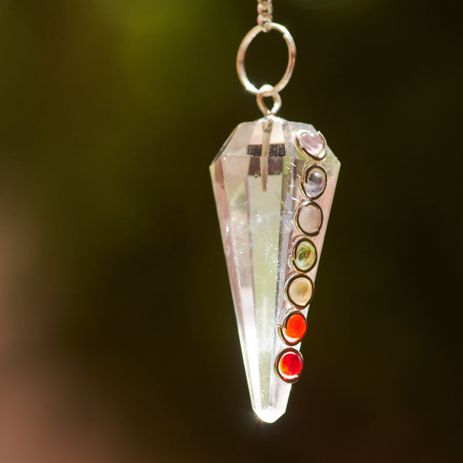 Clear Quartz with Chakra Pendulum