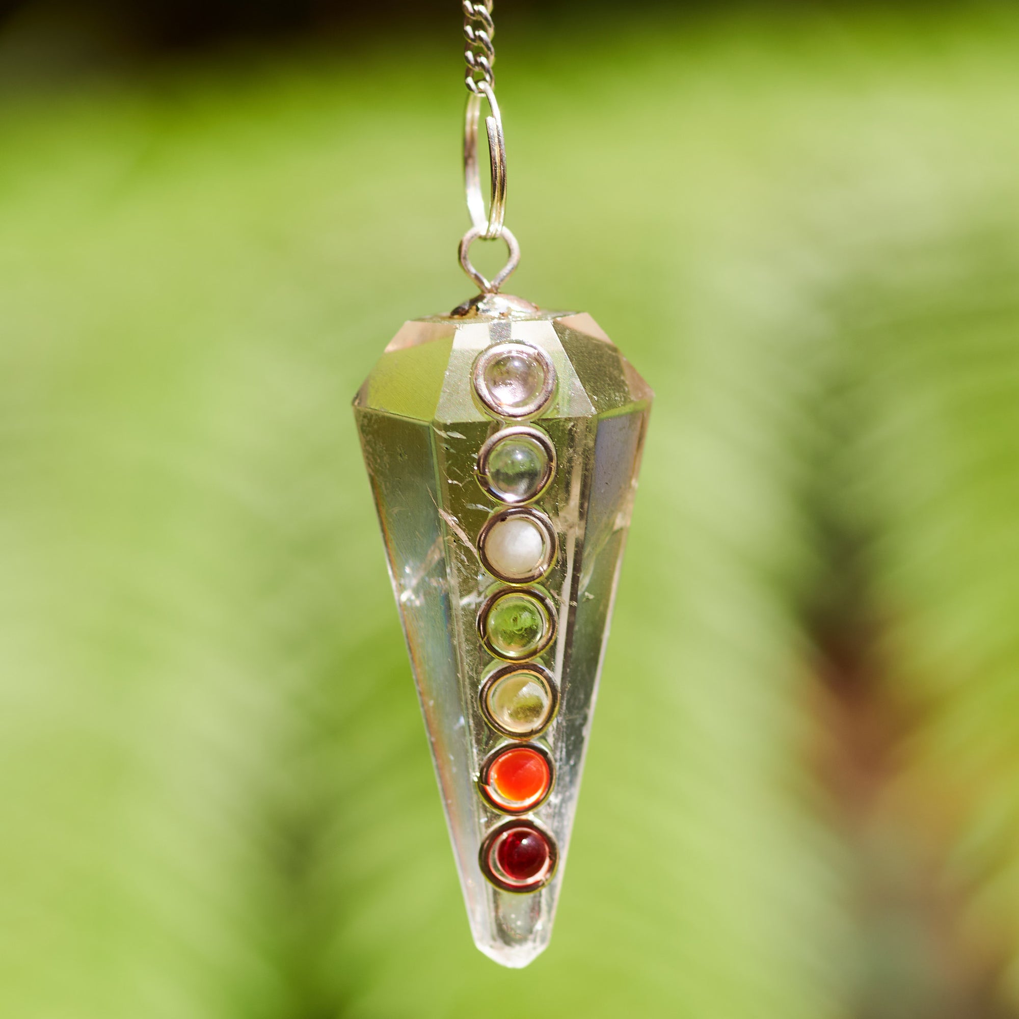 Clear Quartz with Chakra Pendulum