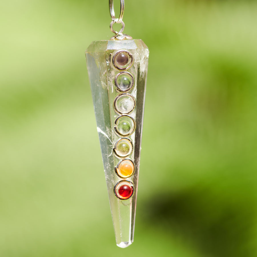 Clear Quartz with Chakra Pendulum