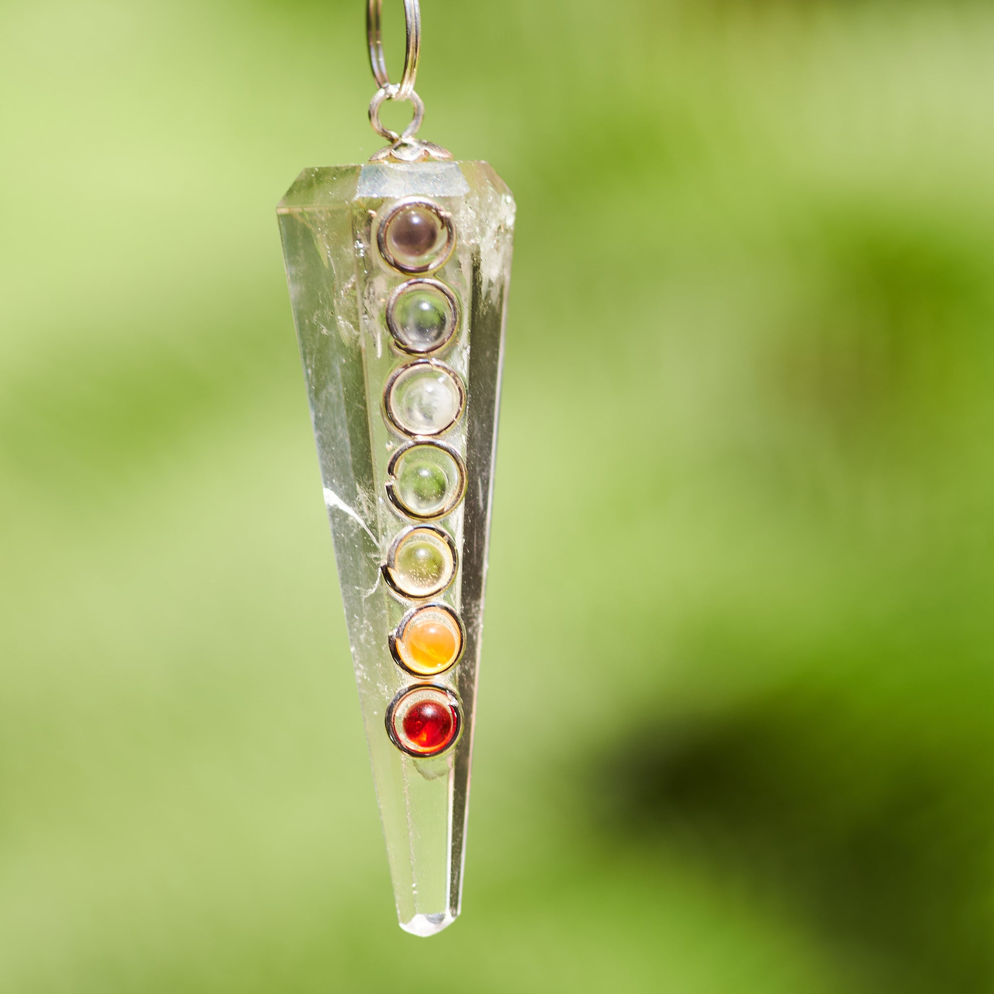 Clear Quartz with Chakra Pendulum