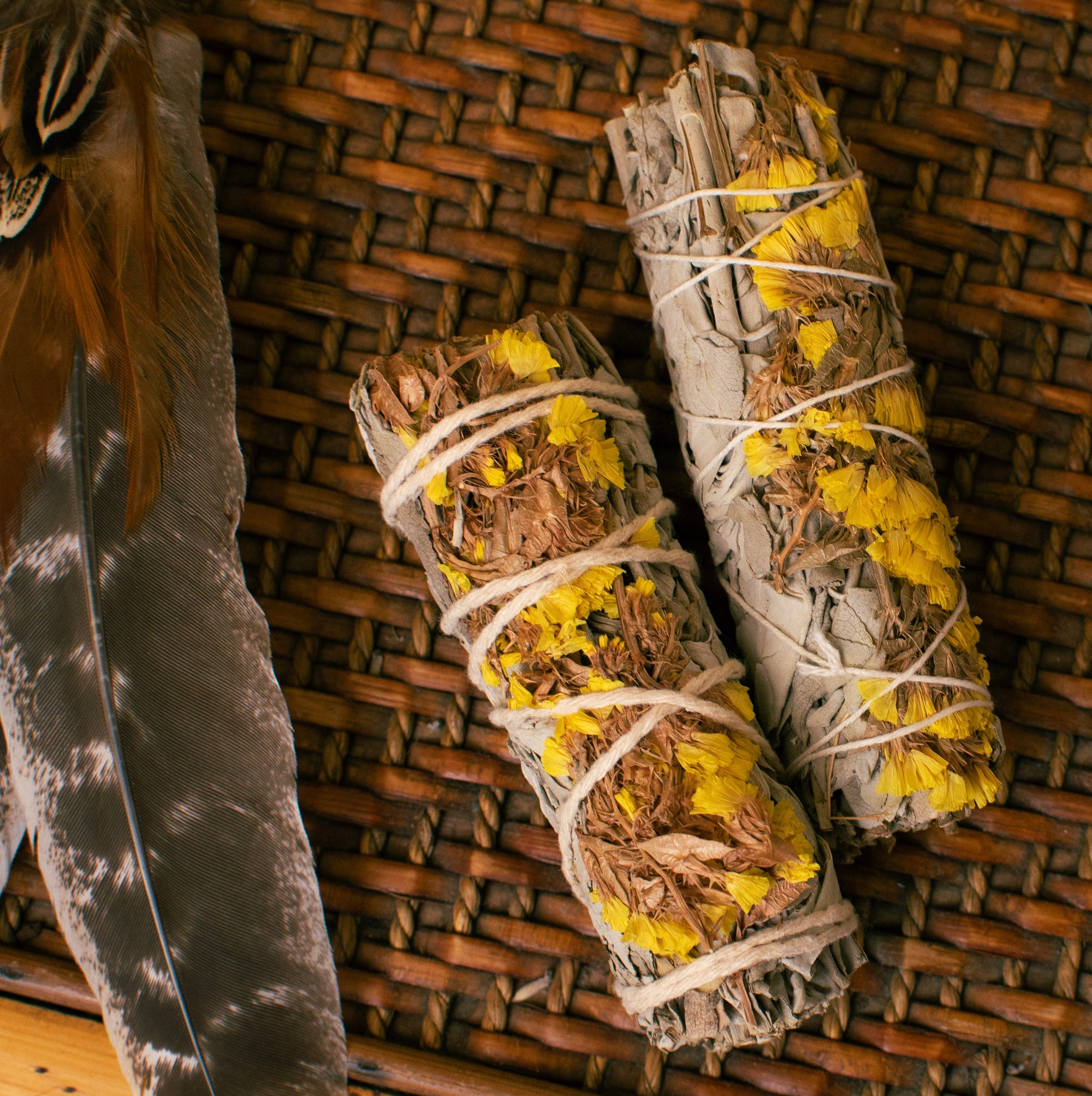 White Sage & Yellow Sinuata Smudge Sticks